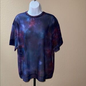 NWT Athleta Mesh Oversized Tie-Dye Print Short Sleeve Tee Multi Women’s Size XS